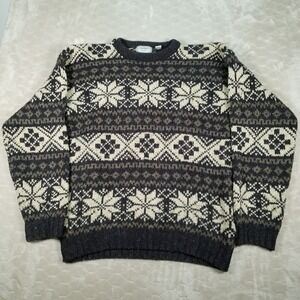 VTG Cattivo Studio Sweater Sz Large Snowflake Fall HOLE See Pics